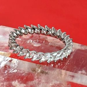 925 Sterling Silver Full Band Sz 7 with Natural White Sri Lankan White Sapphire